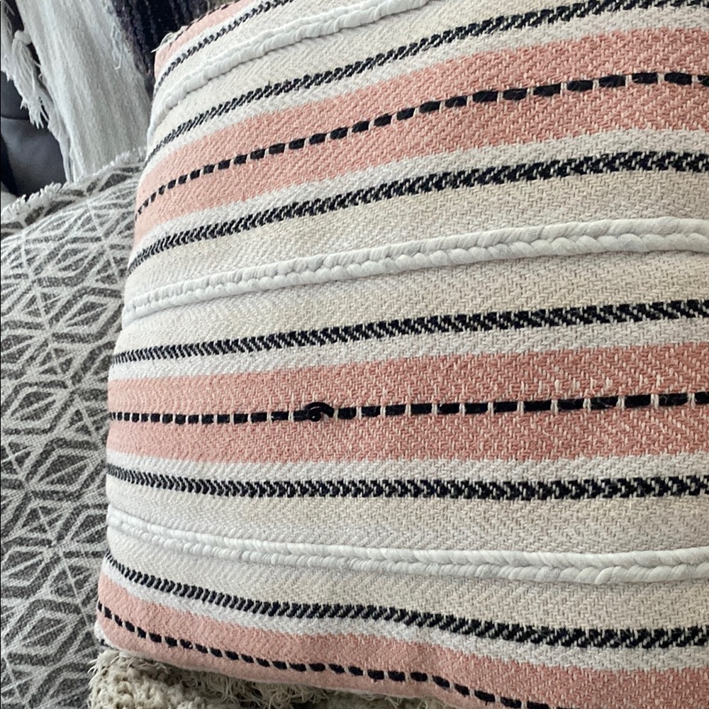 Striped Pink and Black Throw Pillow